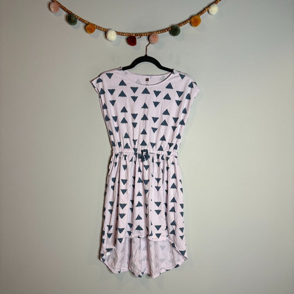 Tea Collection lavender triangle print high low dress